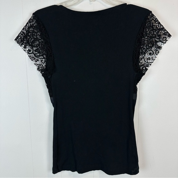 Vintage Decoded Black Babydoll Top Lace Ribbed Size L - Picture 9 of 9